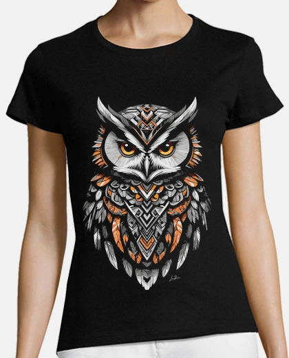 T-shirt orange geometric owl