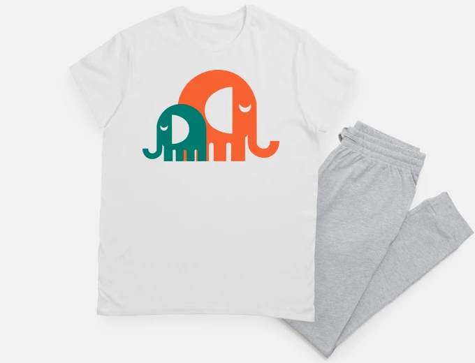 Pajama orange green elephant