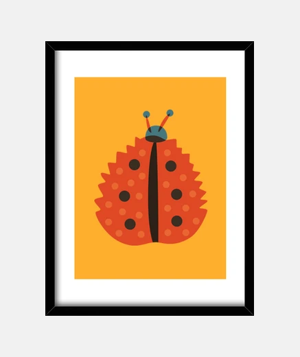 Framed Orange Ladybug With Autumn Leaf Mask