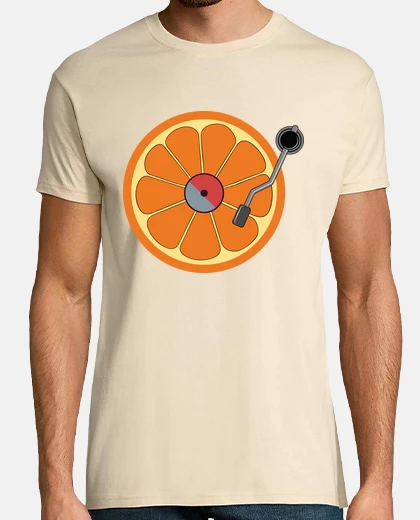 T-shirt orange vinyl dj turntable record