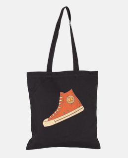 Orange sneaker with peace sign