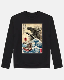 Sudadera sin capucha divertida Kanagawa Pirates unisex para hombre y mujer  