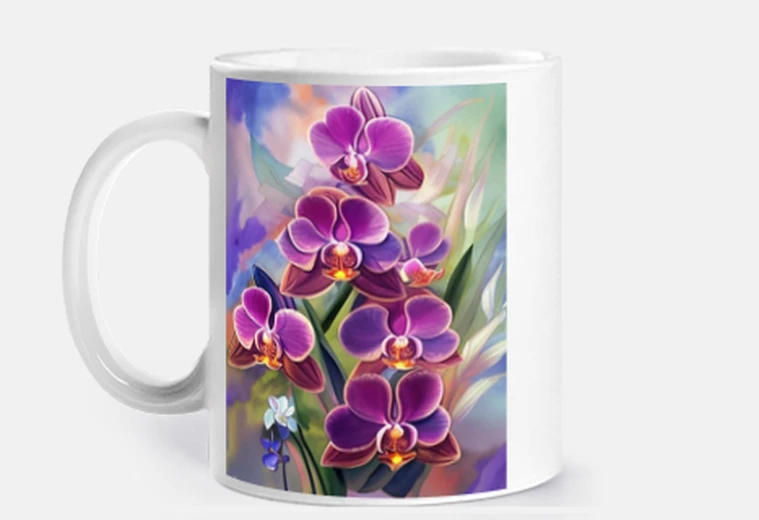 Cup Orchid Flower Art Lover Gift