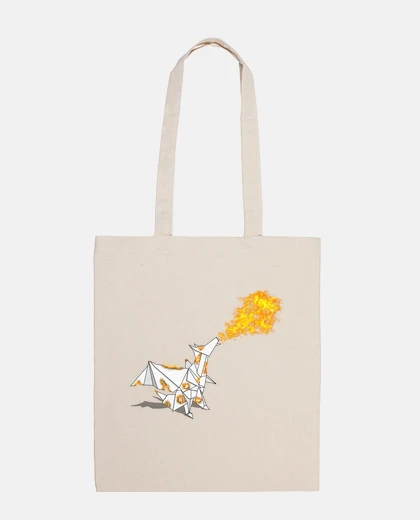 Bag origami dragon on fire