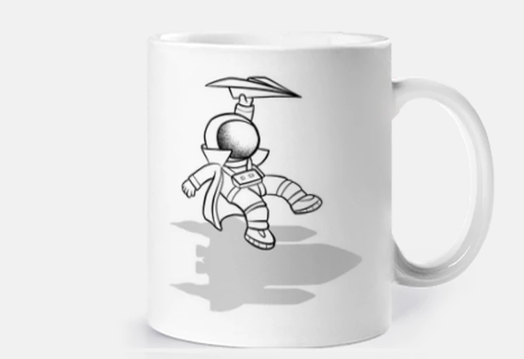 Mug Origami fusée astronaute ombre humour