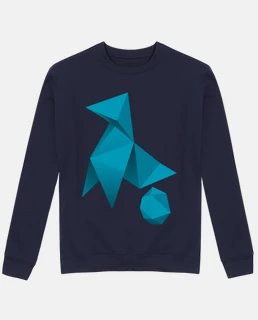 origami - uccello con il suo uovo - blu