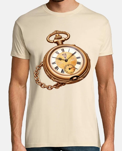 T-shirt orologio da tasca in oro vintage retrò