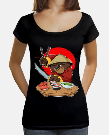 T-shirt orso di sushi samurai i cibo giapponese
