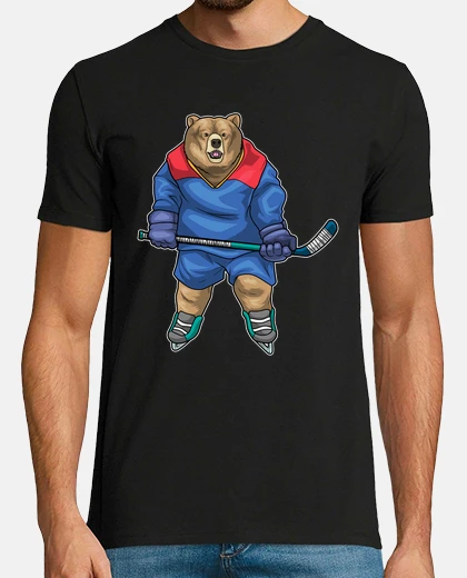 T-shirt orso hockey su ghiaccio bastone da hock