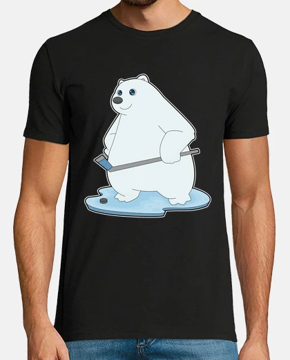 T-shirt orso polare hockey su ghiaccio bastone 