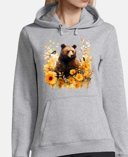 orso fiori girasole uccelli boho grizzly mamma