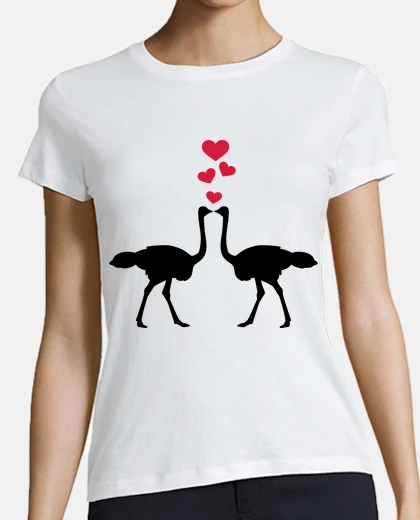 T-shirt Ostrich couple red hearts