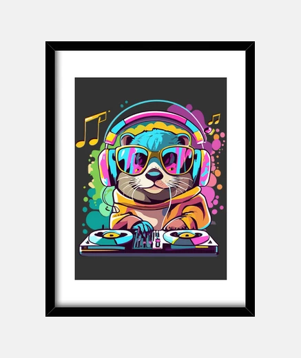 Framed Otter DJ, Funny and cute animals