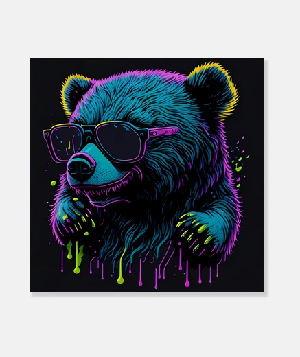 Tableau Ours avec des lunettes couleurs liquide
