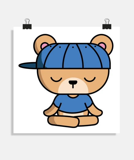Poster ourson casual tenue decontractée ours afffiche chambre enfant bébé poster salon logo poche marque mo