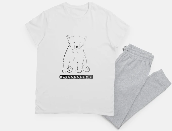 Pyjama Ourson polaire mignonnerie line art