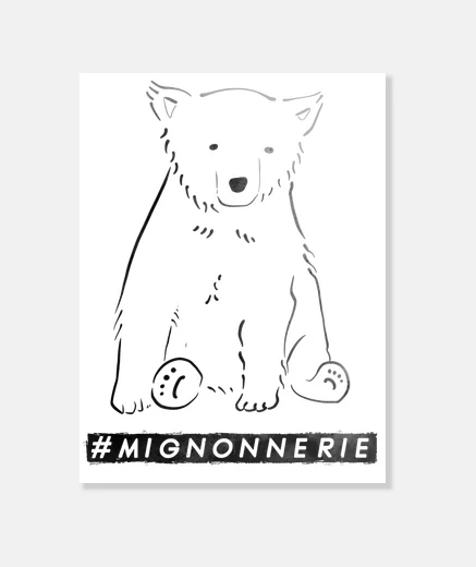 Tableau Ourson polaire mignonnerie line art