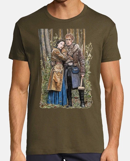 Camiseta Outlander, Cerro Fraser, Hombre, manga corta, army, calidad extra
