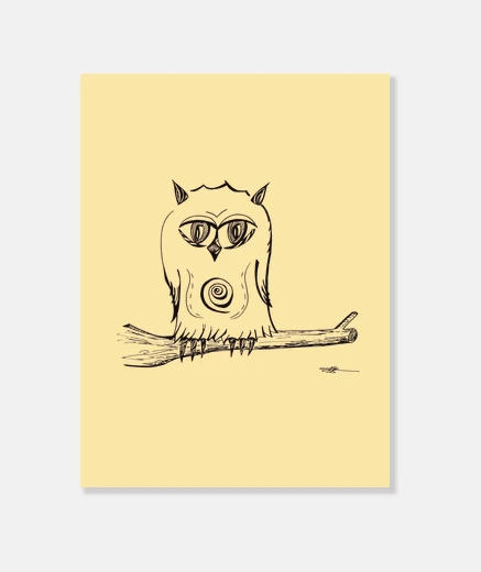 Wall owl perched canvas