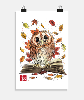 Owl Leaves and Books