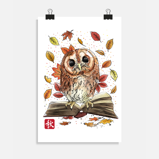 owl leaves and books