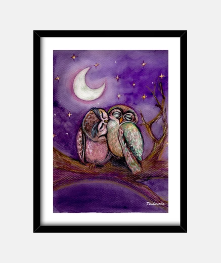 Framed owls lovers