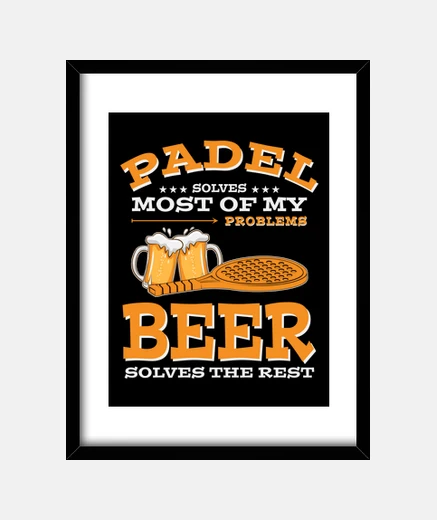 Framed padel and beer padel y cerveza