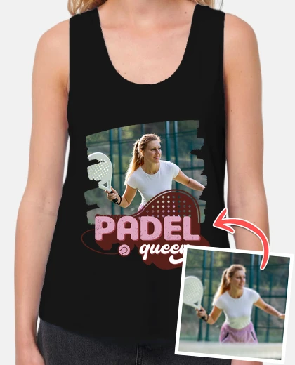 padel queen tank t-shirt with customizable photo