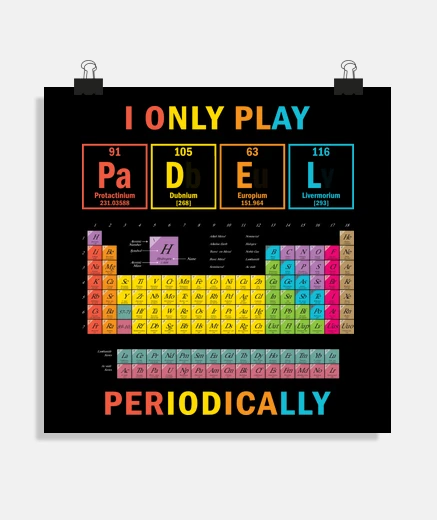Poster padel tennis fun periodic table