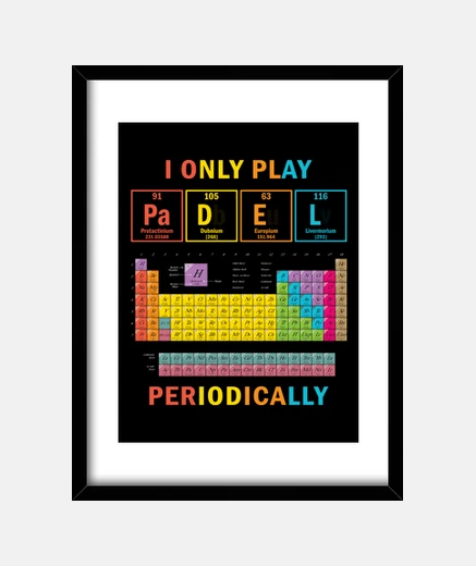 Framed padel tennis fun periodic table
