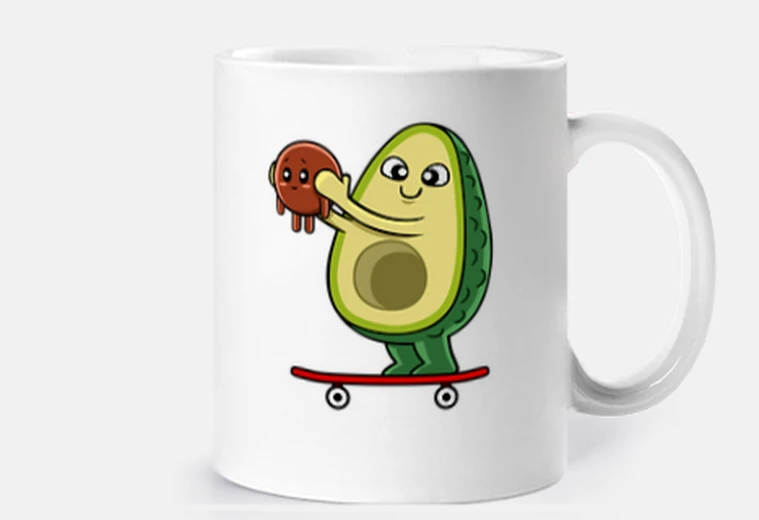 Tazza padre avocado su skateboard