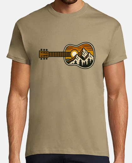 T-shirt paesaggio di chitarra di montagna