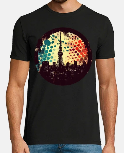 T-shirt paesaggio urbano astratto pop art della
