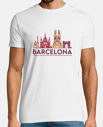 T-shirt paesaggio urbano di barcellona