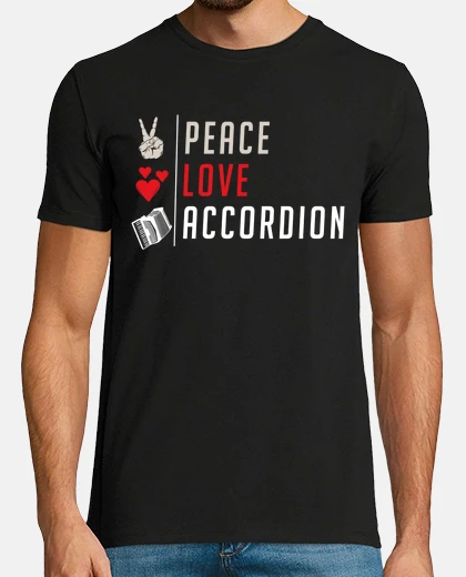 Tee-shirt paix love accordéon instrument de musiq