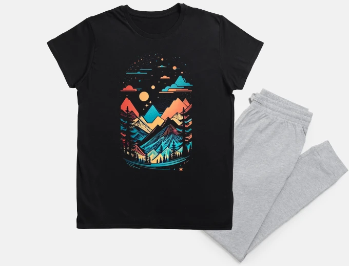 Pyjama pajamas, colorful forest