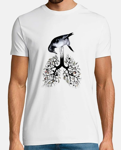 Camiseta pájaro, flores, arbol y animales