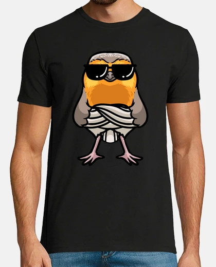 Camiseta pájaro petirrojo europeo con gafas de s