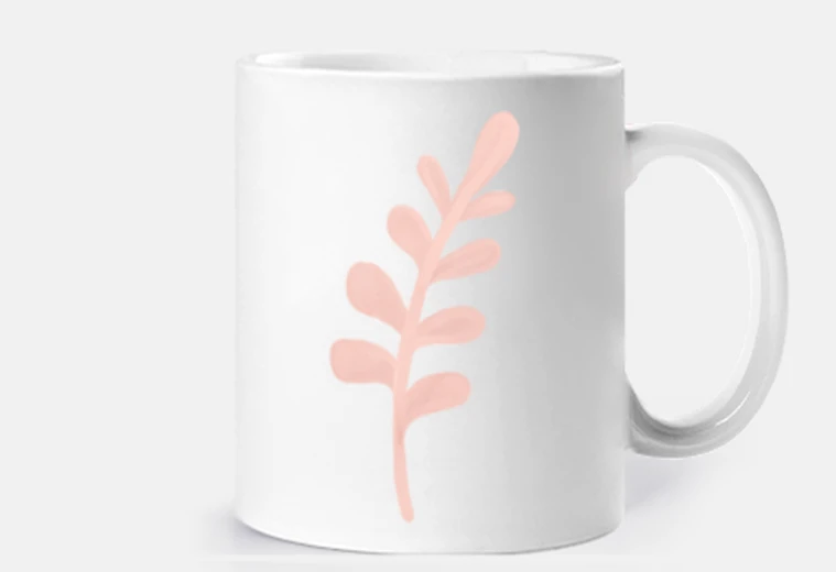 Cup pale pink leaf fashion boho chic customizable cup