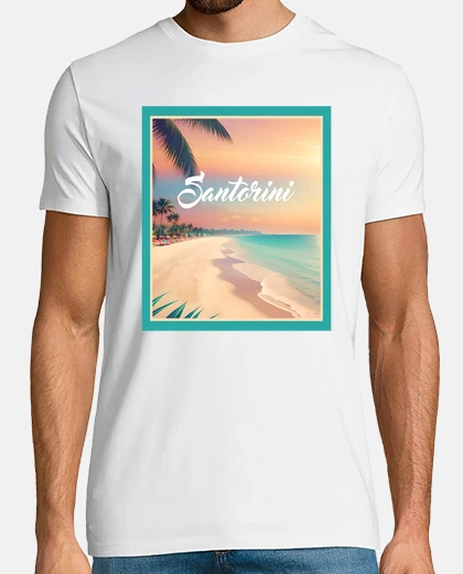Tee-shirt palmiers de santorin-plage-2 000021