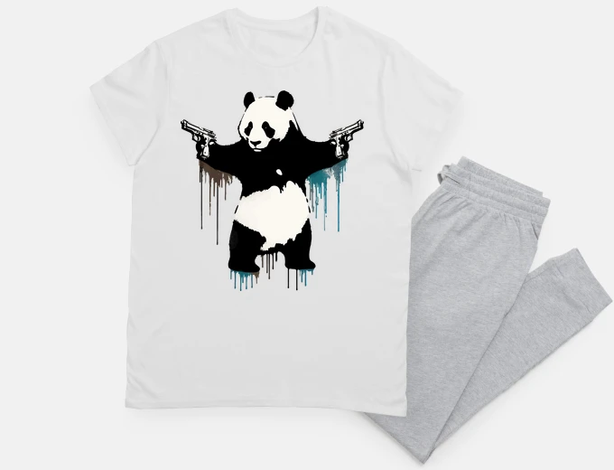 Pigiama panda con le pistole street art