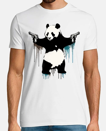 T-shirt Panda Holding Guns Street Art