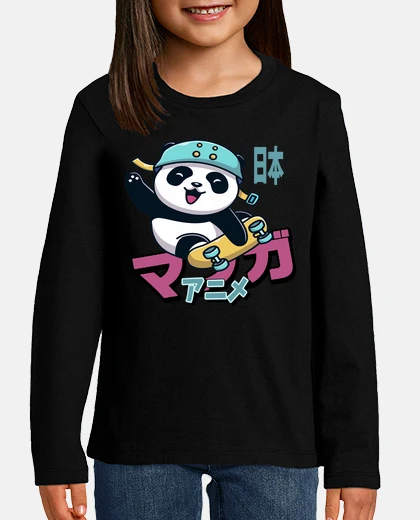 Kids panda on a skateboard