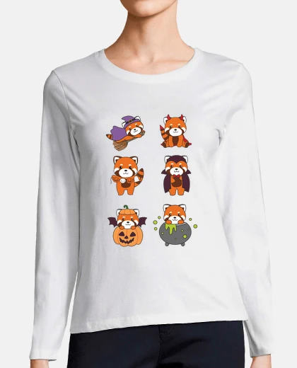 T-shirt panda rosso halloween diavolo zucca