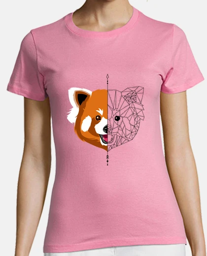 T-shirt panda rosso minimalista