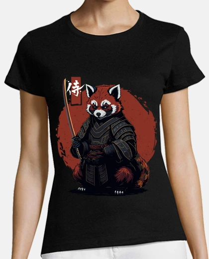 T-shirt panda rosso samurai