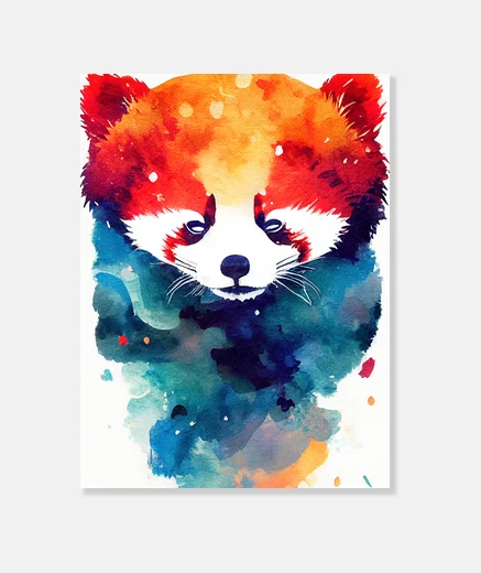 Tableau panda rouge sauvage nature animal coule