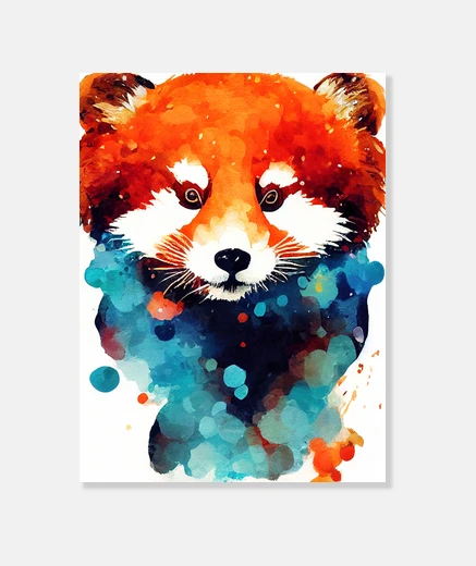 Tableau panda rouge sauvage nature animal coule