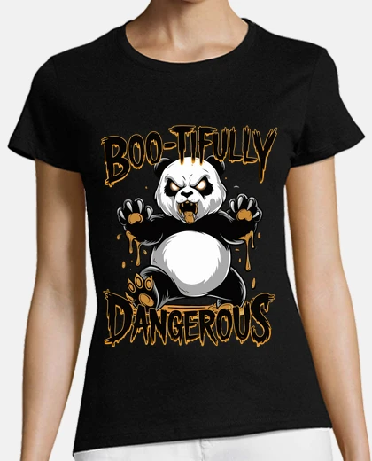 T-shirt panda spaventoso e spaventosamente peri