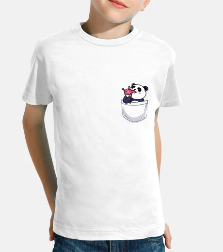Kids panda with ice cream in his pocket
